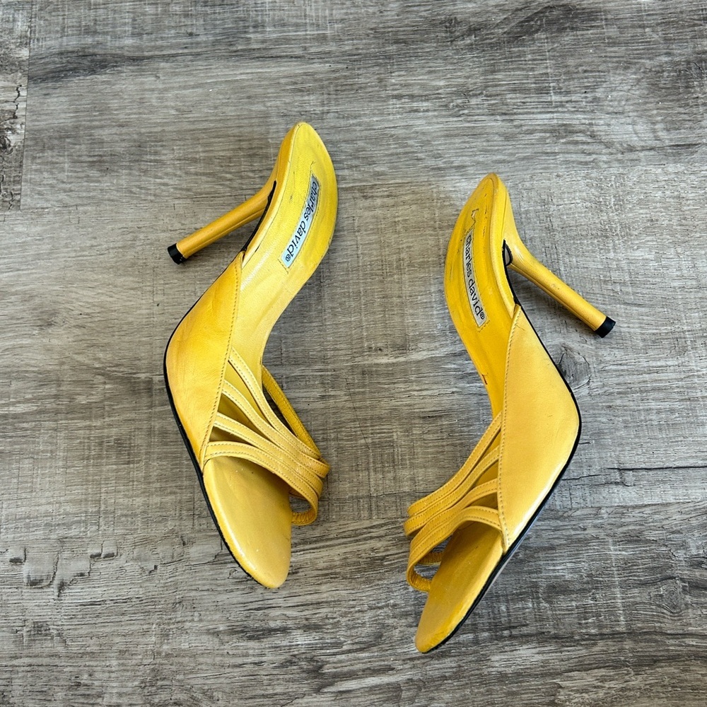 Charles David Strappy Leather Heels Sandals Mules 8 - Picture 3 of 8